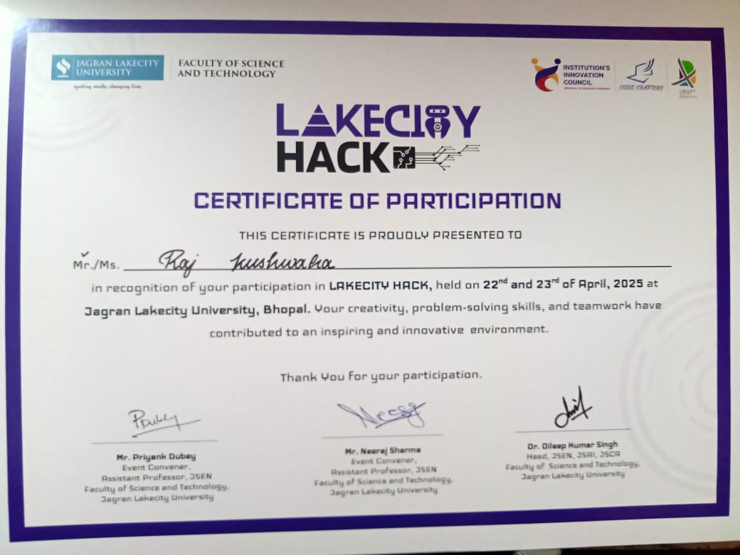 Lake City Certificate